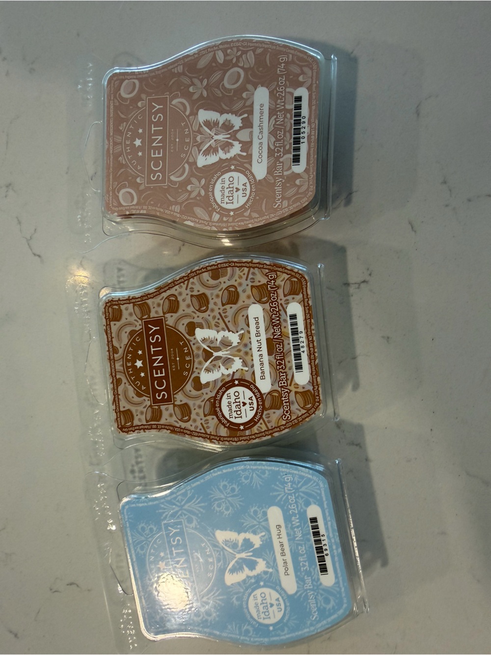 Scentsy Wax Bar Trio in Blue, Brown, Tan